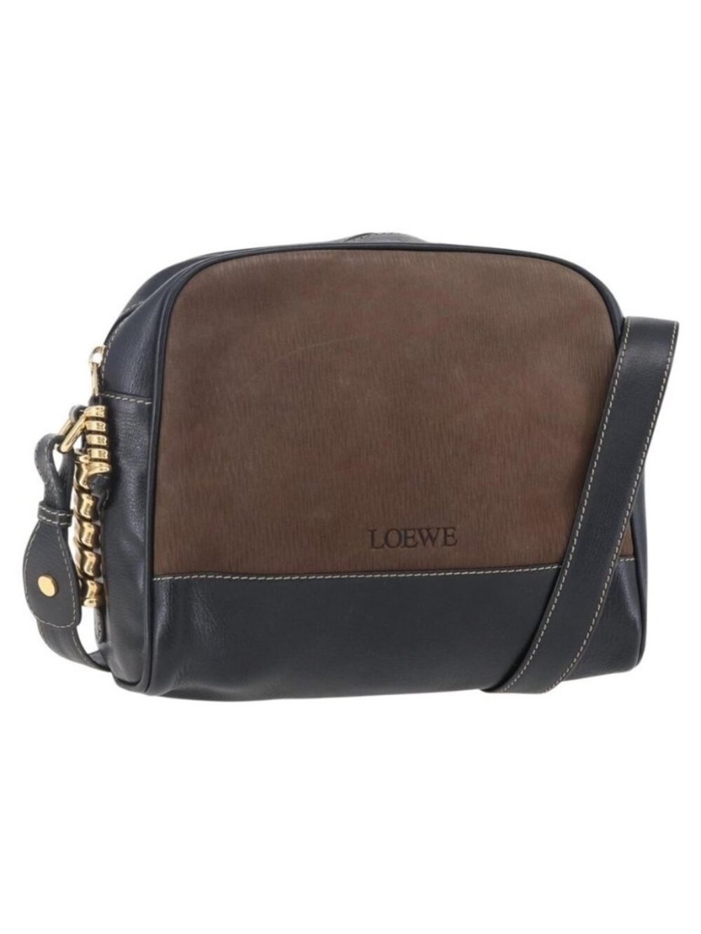 Authentic LOEWE Velazquez Shoulder Bag Leather Brown Gold